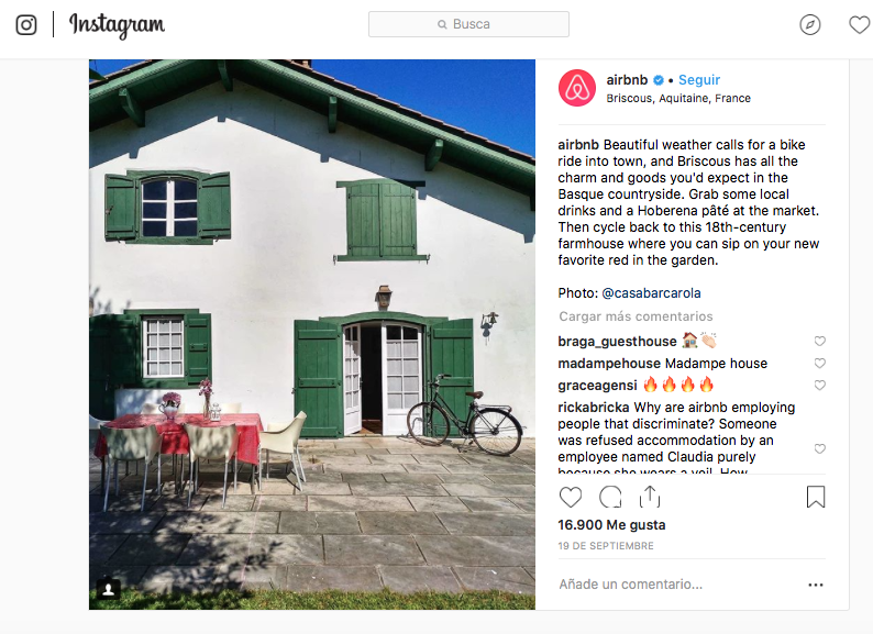 Casa Barcarola en Instagram de Airbnb